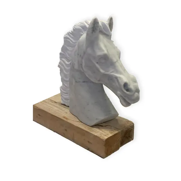 Scultura in marmo raffigurante una testa di cavallo